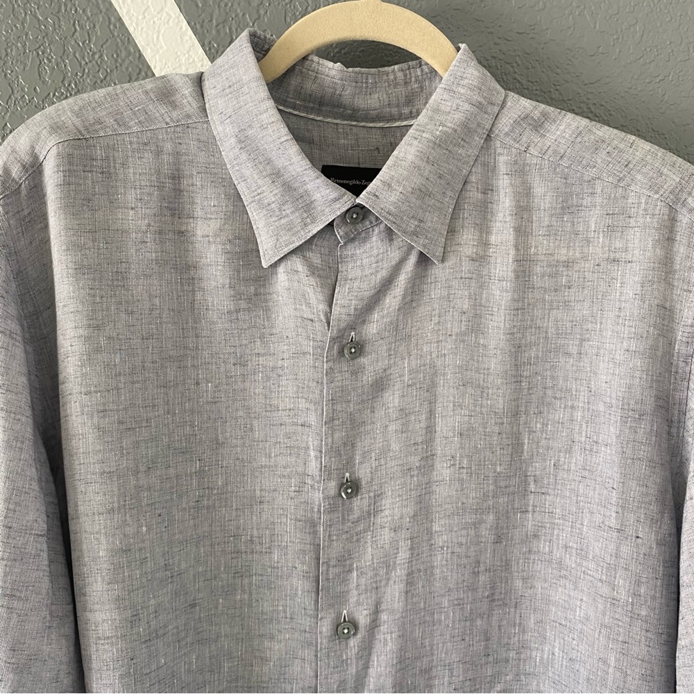 Ermenegildo Zenga Men’s 100% Linen Dress Shirt XL